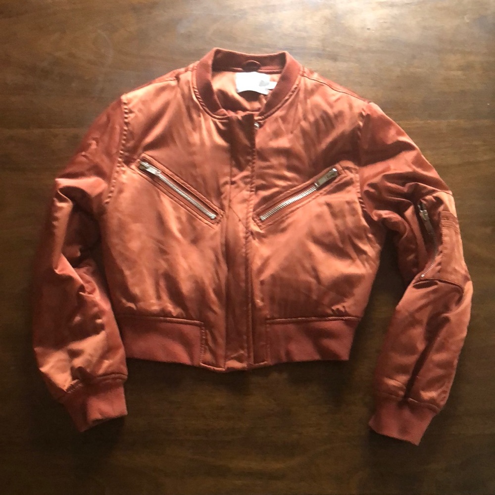 Satin burnt orange asos bomber jacket